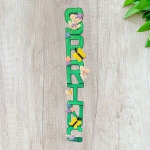 Vintage Plastic Canvas Spring Bunny Door Hanging